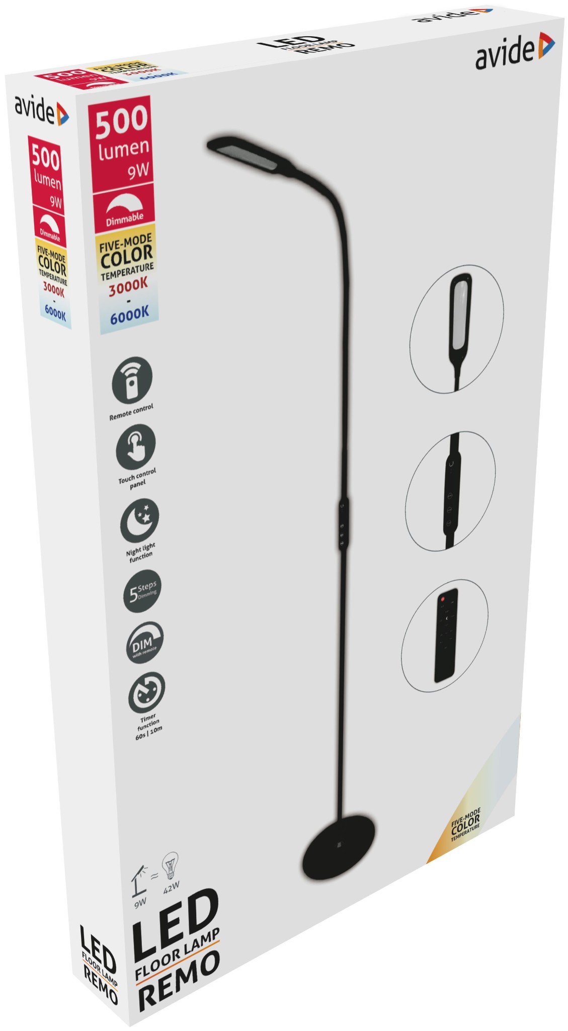 Stojací Led lampa 9W CCT stmívatelná černá